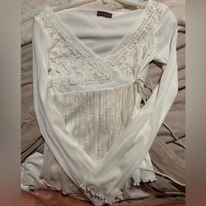 Barami white sequined top size small.
